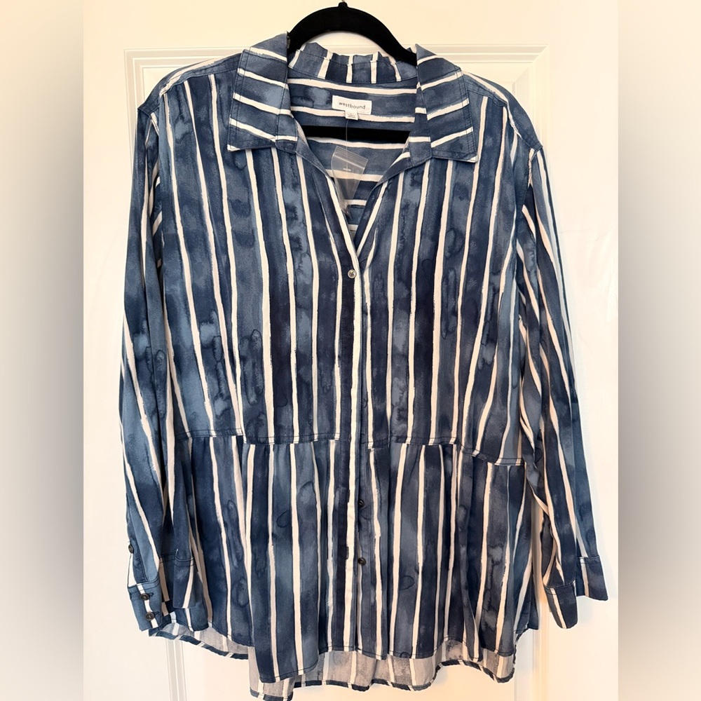NWT Westbound Blue and White Striped Tunic